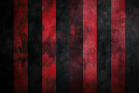 Grunge red and black stripes on black metal background with copy spaceの素材