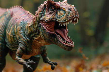 Dinosaur in the forest, close-up. Selective focus.の素材
