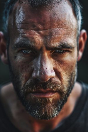 Portrait of a man with a beard and mustache. Close-up.の素材