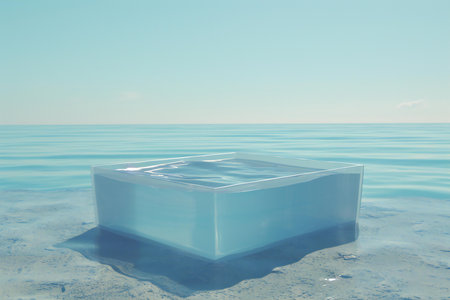 Ice cube in the sea. Conceptual imageの素材