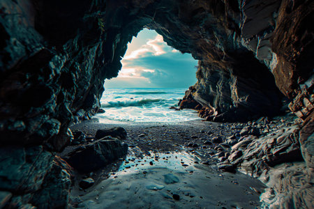 Beautiful seascape. Beautiful seashore with rocks and wavesの素材