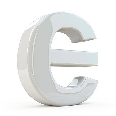 White letter E on a white background.の素材