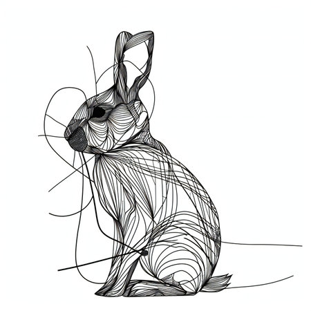 Rabbit sketch for adult coloring book, t-shirt design.の素材