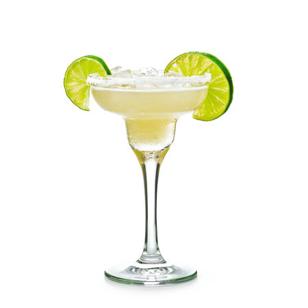 Classic Margarita cocktail isolated on white backgroundの素材