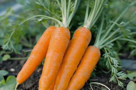 Fresh carrots in the vegetable garden. Selective focus. nature.の素材