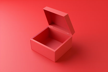 Open red box on a red backgroundの素材