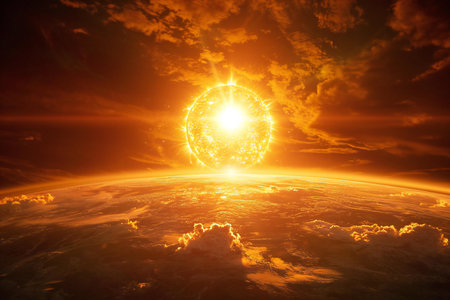 Sunrise over planet Earth.の素材