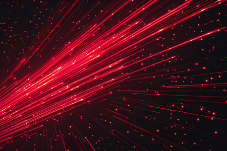 Abstract background with red glowing lines.の素材