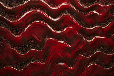 abstract background with red and black stripes in the form of wavesの素材