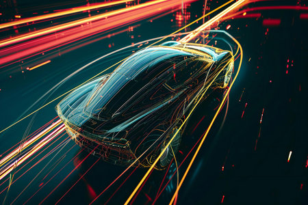 Computer mouse with high speed light trails.の素材
