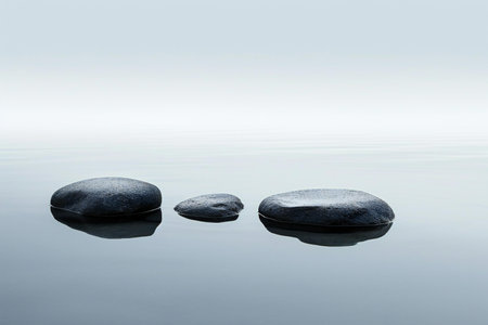 zen stones in the water, abstract background with space for your textの素材