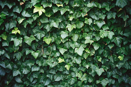 Green ivy leaves background. Green ivy leaves wall texture.の素材