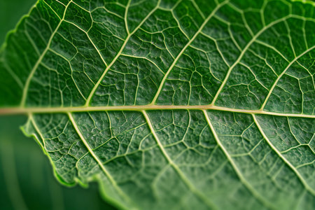 Close up of green leaf texture background. Macro photography of nature.の素材