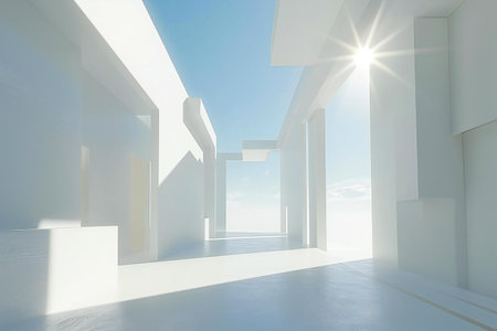 Abstract modern architecture background, empty open space interior.の素材