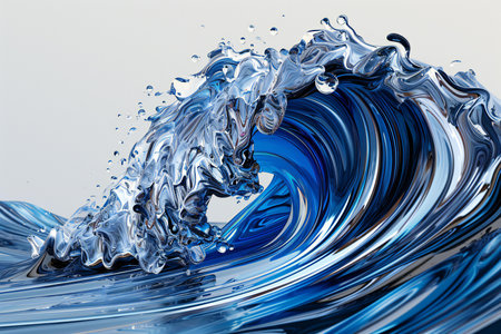 illustration of abstract blue water wave with ripples and reflectionの素材