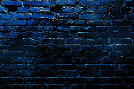 Blue brick wall texture. Grunge background. Dark blue brick wall texture.の素材