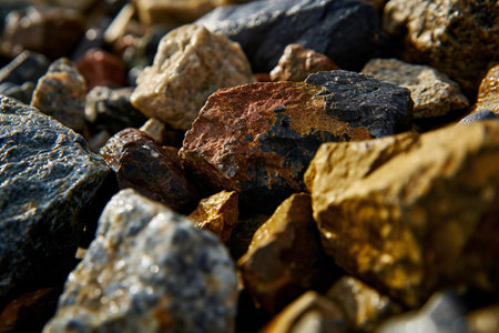 Close-up of colorful stones on the beach with shallow depth of fieldの素材