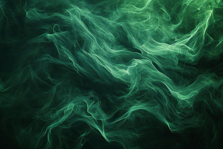 Abstract green smoke on black background. Fantasy fractal texture. Digital art.の素材