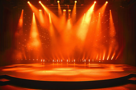 Stage Spotlight with Red Spotlights, Stage Podium Scene Background, Stage Spotlight with Red Spotlightsの素材