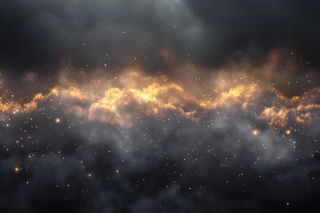 Night sky with clouds and stars as a background.の素材