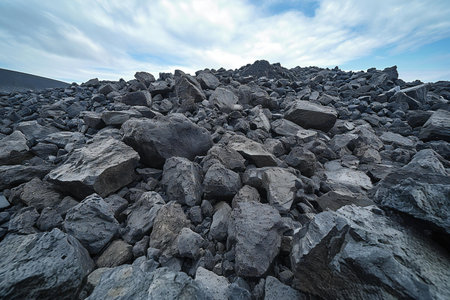 volcanic landscape with rocks on the island of Lanzaroteの素材