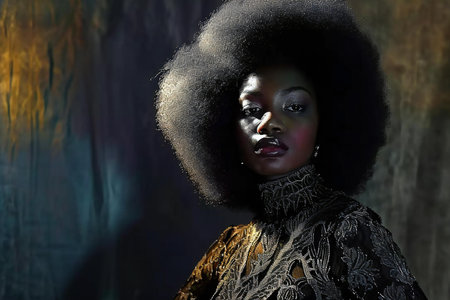 Beautiful african american woman with afro hairstyle.の素材