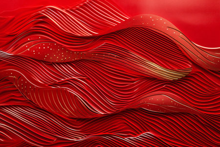 Red abstract wavy background.の素材