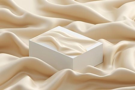a white box on a satin background.の素材