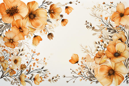 Vintage floral background with poppies. Hand-drawn illustration.の素材