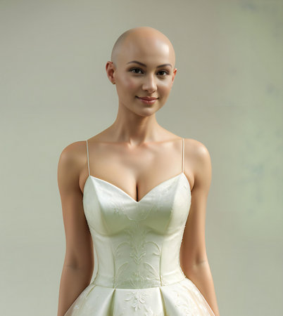 Wedding dress on a mannequin in a photo studioの素材