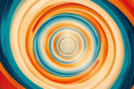 abstract colorful spiral background with blue, orange, yellow and orange colorsの素材