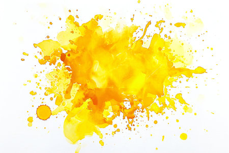 abstract yellow watercolor splashes on a white background, isolatedの素材
