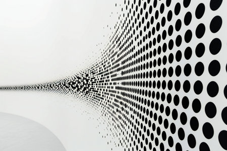 Abstract of black and white halftone dots in empty roomの素材