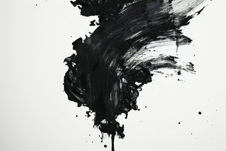 black oil paint on a white background close-up. High quality photoの素材