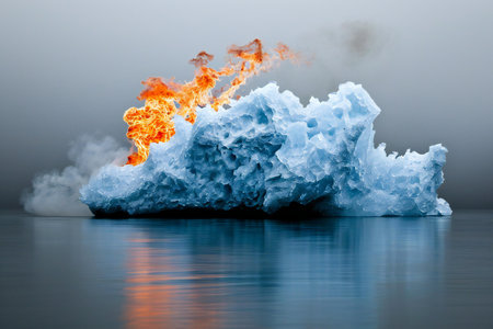 Iceberg on the lake in the fog.の素材