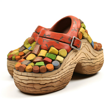 Wooden shoes isolated on white background.の素材