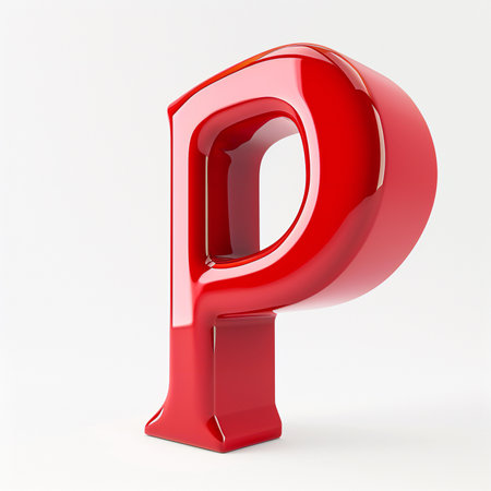 red letter P isolated on white background,の素材