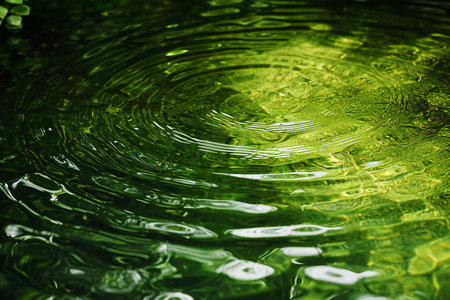 abstract background of green water ripples and ripples in the waterの素材