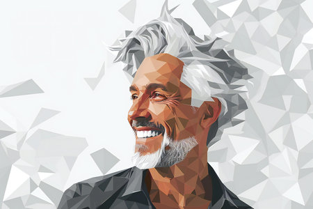 Portrait of a man in a low poly style.の素材