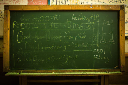 Chalkboard in the classroom. Blackboard with chalk texture.の素材
