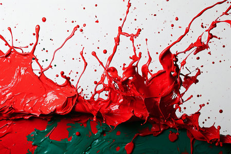 splashes of red, green and blue paint on a white backgroundの素材