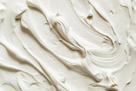 close up of white whipped cream texture for background use, top viewの素材