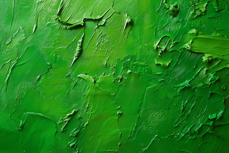 Green abstract background. Texture of oil paint on canvas with brush strokesの素材
