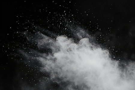 Photo for White powder explosion on black background. Abstract white dust cloud texture. - Royalty Free Image