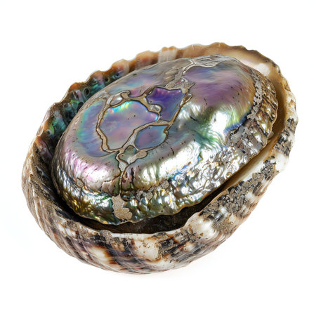 Oyster shell isolated on white background.の素材