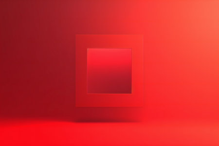 Abstract red background with square frame. Minimal concept.の素材