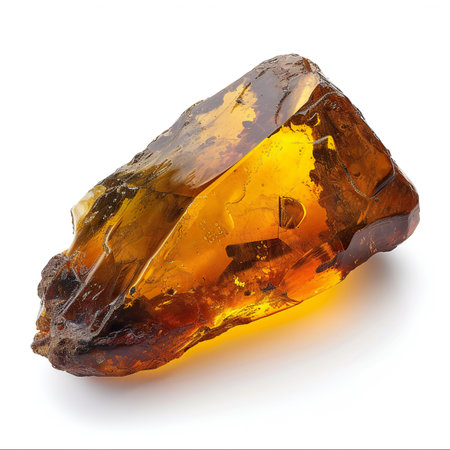 Amber stone isolated on white backgroundの素材