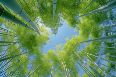Bamboo forest and blue sky,の素材