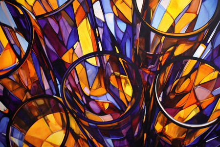 Stained glass window. Abstract stained glass background.の素材