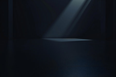 Illuminated stage in a dark room with spotlights,の素材